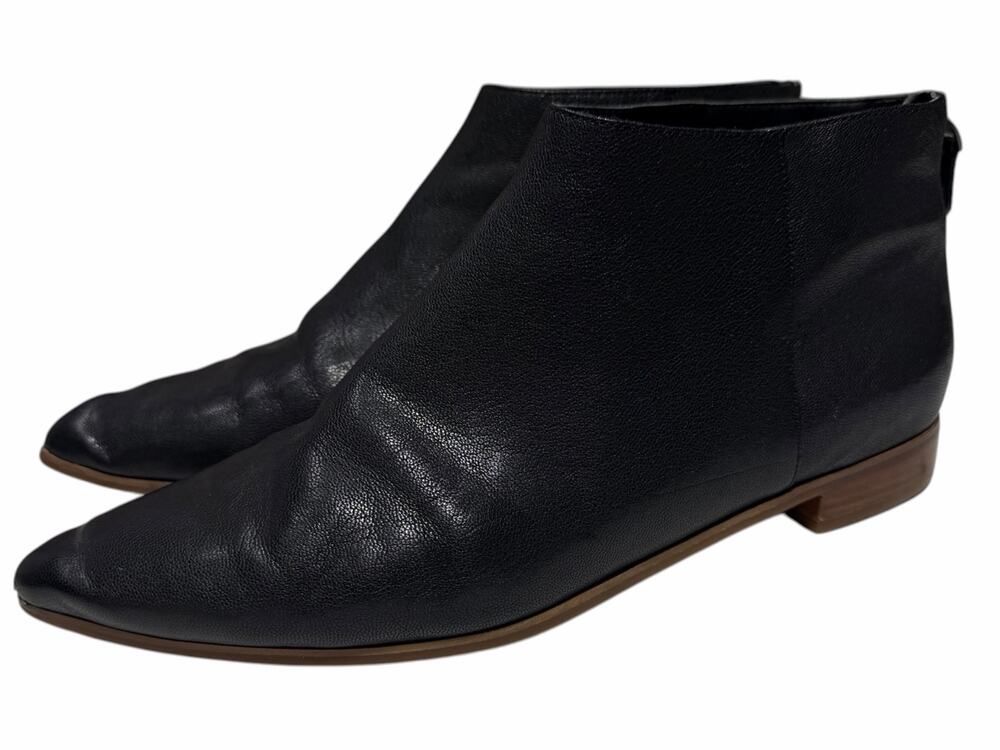 Cole Haan Black Leather Ankle Boots Pointed Toe Booties Back Zip Women’s 10.5